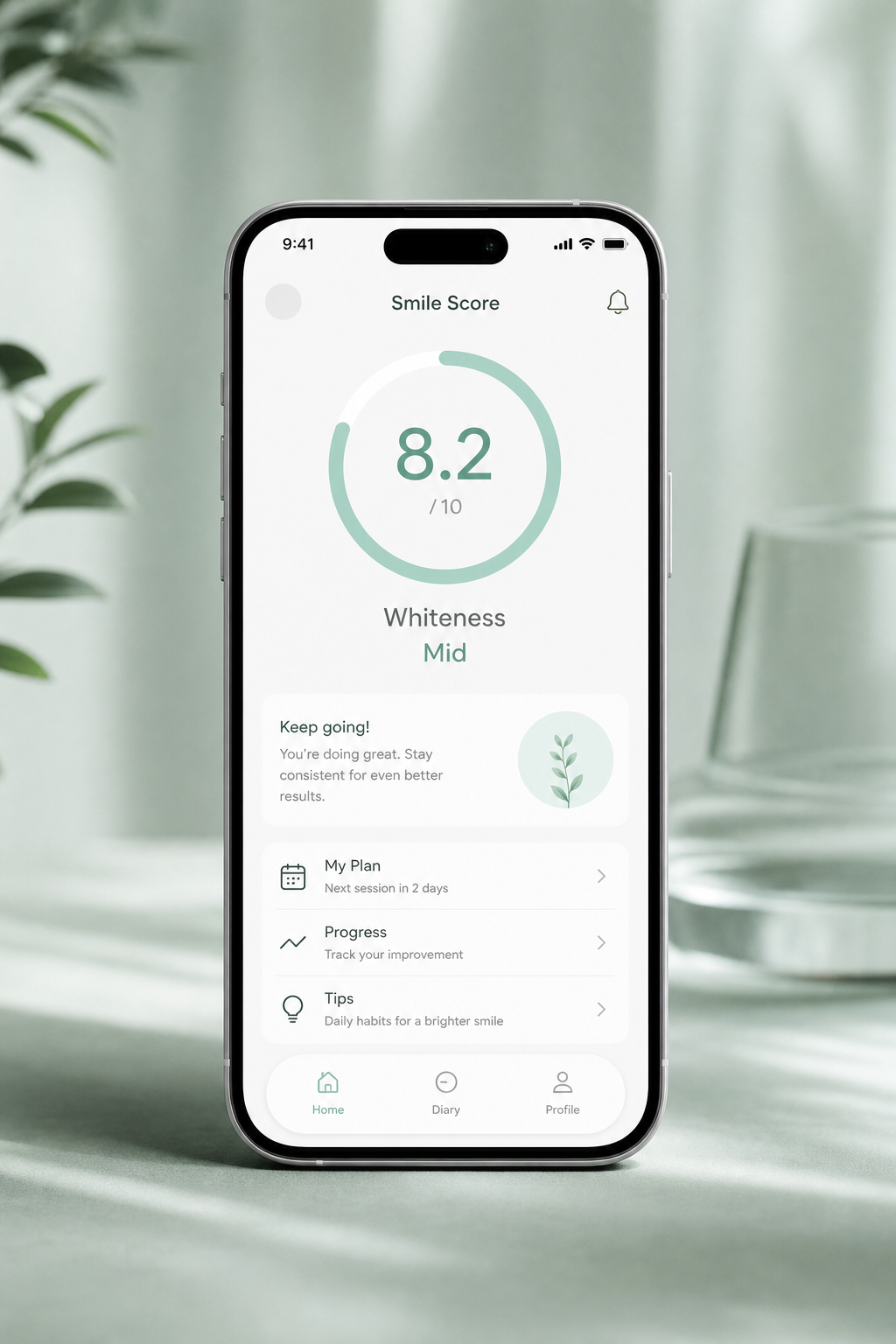 SmileMax AI score screen on iPhone
